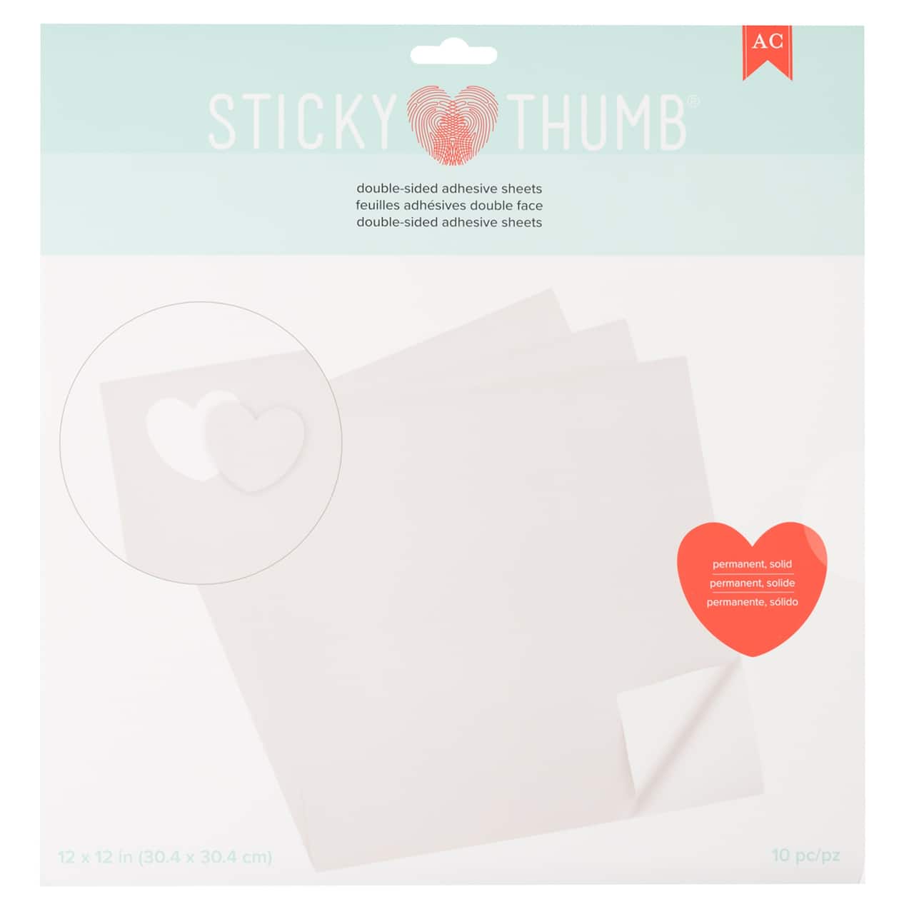 American Crafts™ 12" x 12" Clear Sticky Thumb® Double-Sided Adhesive Sheets, 10ct.